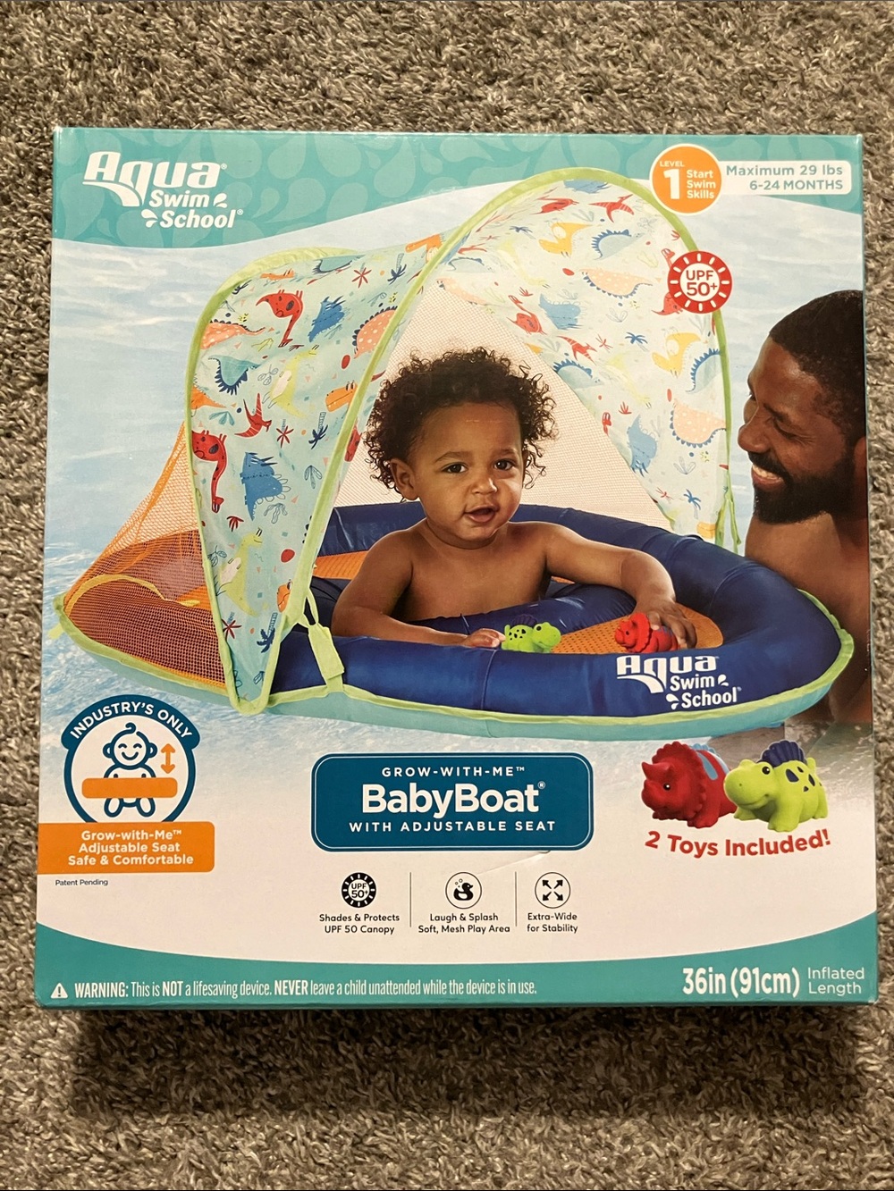 Grow-with-Me BabyBoat Inflatable Baby Float with Canopy NWT